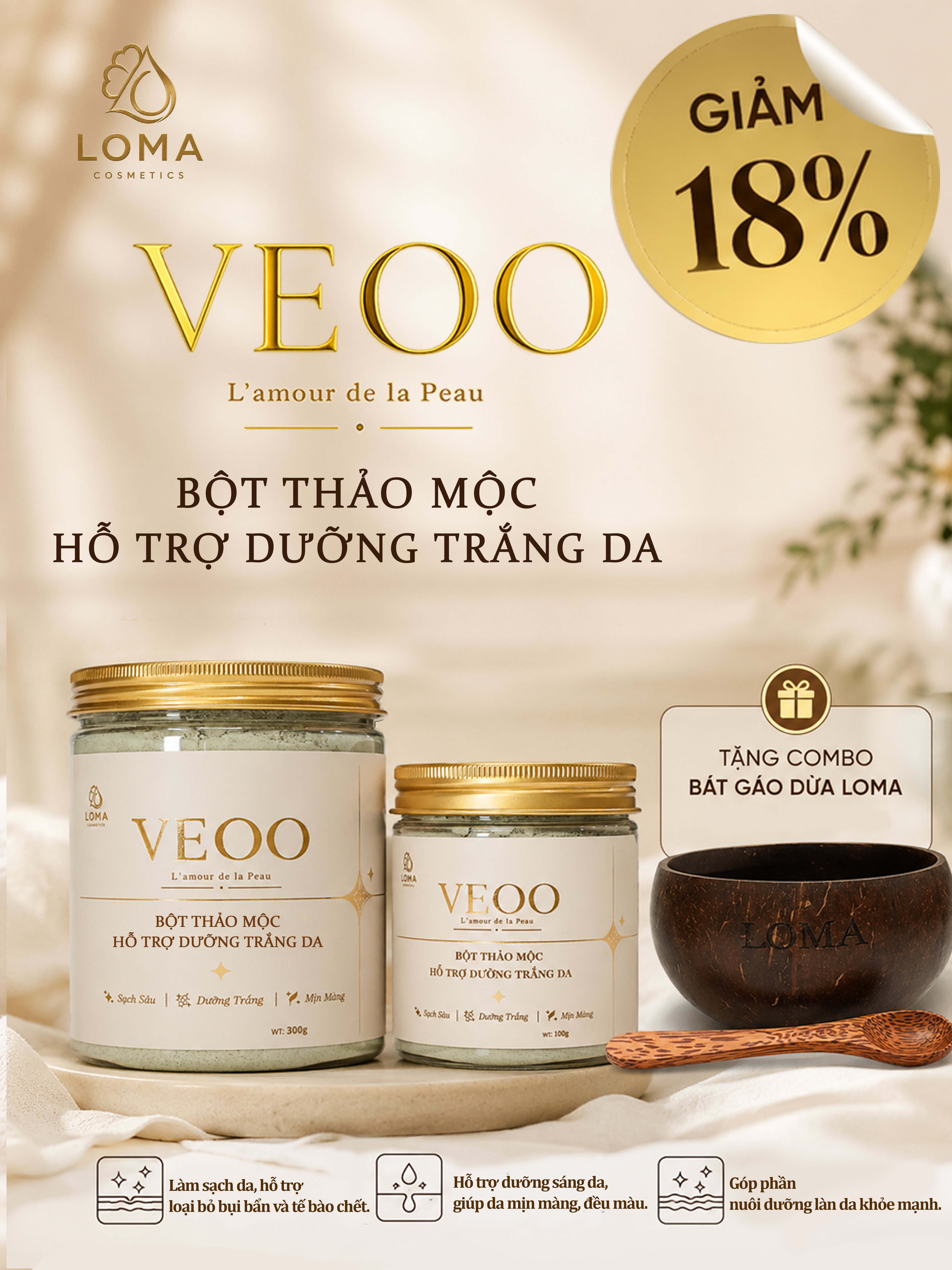 VEOO - BỘT THẢO MỘC HỖ TRỢ DƯỠNG TRẮNG DA